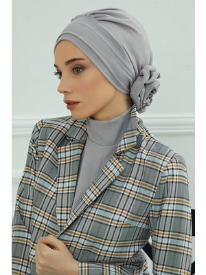 Aisha's Design Zarif Hazır Türban,Gri,HT-92