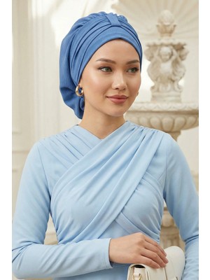 Aisha's Design Pratik Kullanışlı Hazır Türban,Mavi,HT-90