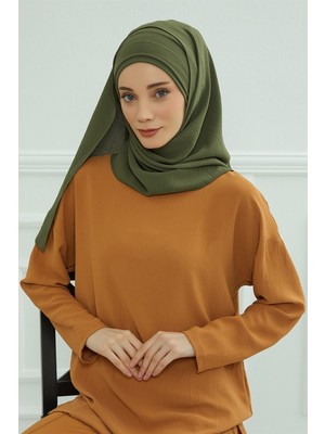 Aisha's Design Pileli Tasarım Şal,Haki Yeşili,CPS-93
