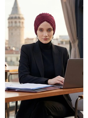 Aisha's Design Pileli Penye Bone,B-13,Bordo