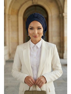 Aisha's Design Pratik Kullanışlı Hazır Türban,Lacivert,HT-90
