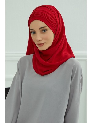 Aisha's Design Pileli Tasarım Aerobin Şal,kırmızı,cps-90