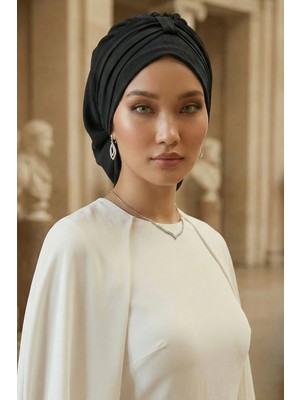 Aisha's Design Pratik Kullanışlı Hazır Türban,Siyah,HT-90