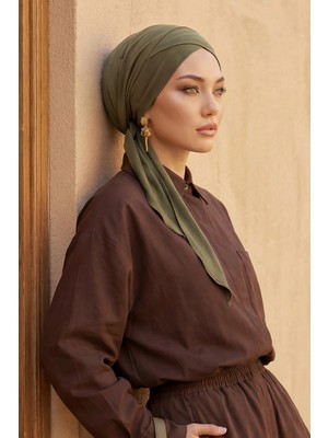 Aisha's Design Kuşaklı Penye Bone,B-31,Haki Yeşili