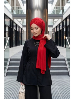 Aisha's Design Pratik Penye Şal,CPS-44,Kırmızı