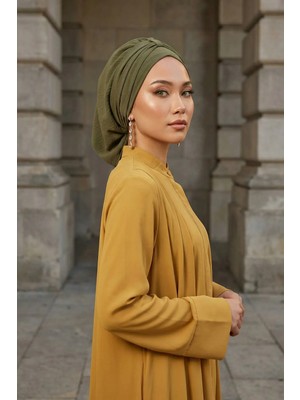 Aisha's Design Pratik Kullanışlı Hazır Türban,Haki Yeşili,HT-90