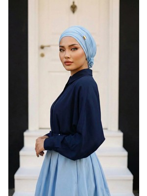 Aisha's Design Aksesuarlı Şifon Hazır Türban,HT-95S,HT-95S,Bebe Mavisi