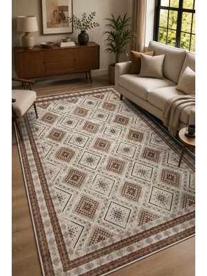Pelura Halı Dijital Baskılı Kilim Desen Dekoratif Kaymaz Taban Yıkanabilir Halı Yolluk