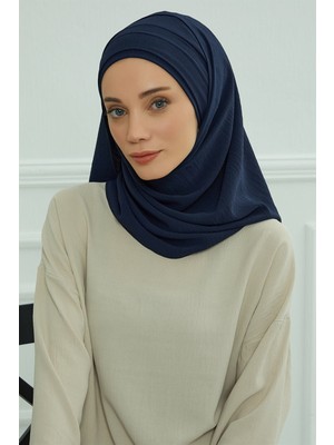 Aisha's Design Pileli Tasarım Şal,Lacivert,CPS-93