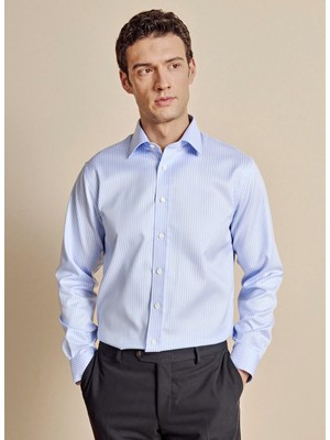 Brooks Brothers Açık Mavi Erkek Regular Fit Çizgili Gömlek BBSS26MSH039