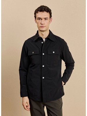 Brooks Brothers Siyah Erkek Klasik Yaka Standart Desenli Gömlek BBSS26MOS001