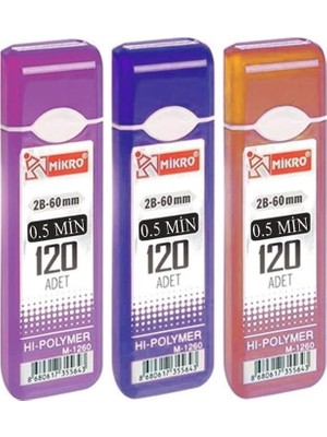Bemy Ticaret Ucu 120 Li 0.5 mm 2b 3 Paket Çoklu Versatil Kalem Uç Mekanik Uçlu Otomatik Kurşun Mikro Kalem Ucu 60 mm Yumuşak