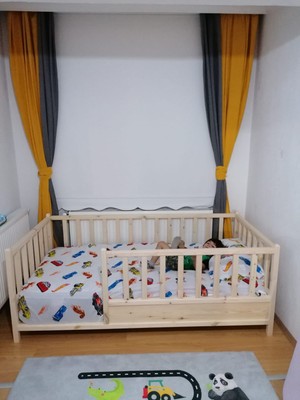 Baby Kinder Montessori Çam Malzemeden Yapılmış  Roofless Bebek ve Çocuk Karyolası
