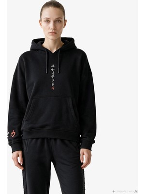 United4 Unıted4 Regular Fit Kadın Siyah Sweatshirt.sıyah