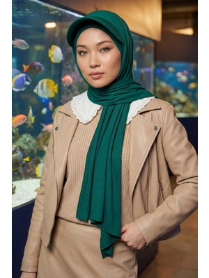 Aisha's Design Siperlikli Penye Şal,SS-1,Koyu Yeşil