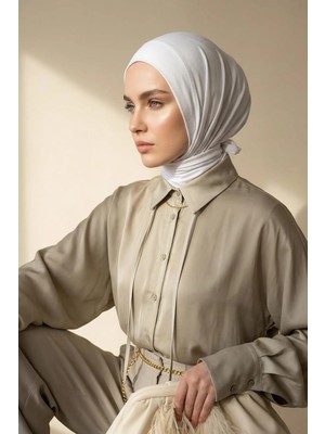 Aisha's Design Kullanışlı Üçgen Eşarp,B-45,Beyaz