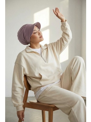 Aisha's Design Siperlikli Penye Şapka Bone,B-73,Lila