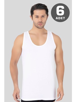 Arma Yıldız 6'lı Paket Beyaz Erkek Atlet %100 Pamuklu Penye, Nefes Alabilir Iç Giyim