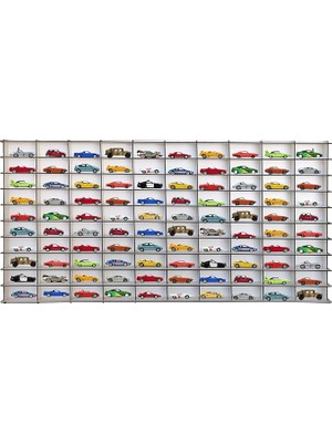 Bemy Ticaret 1/64 Hobi Araba Rafı Yatay 100 Araçlık (Beyaz, Mdf)