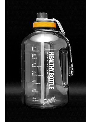 Bemy Ticaret Winta Bpa Içermez Motivasyonel Su Matarası 2.5 Lt Siyah Su Matarası, Su Şişesi, Suluk (Çantasiz) VLT1302