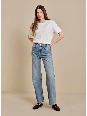 Brooks Brothers Mavi Kadın %100 Pamuk Denim Pantolon BBSS26FDP003