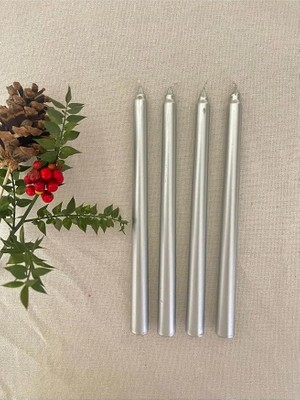 Bemy Ticaret Ofisi 4lü Sedefli Gri Renkli Şamdan Mumu