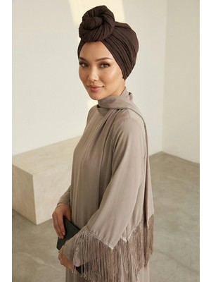 Aisha's Design Büzgülü Penye Bone,B-1,Kahverengi