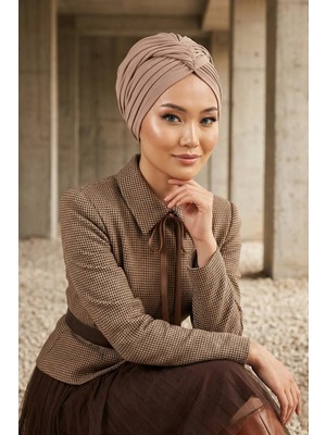 Aisha's Design Büzgülü Penye Bone,B-1,Vizon