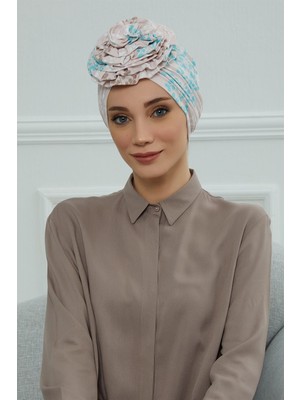 Aisha's Design Güllü Penye Desenli Bone,B-21YD