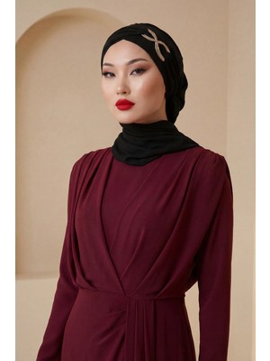 Aisha's Design Metal Aksesuarlı Şık Hazır Türban,Siyah,HT-94