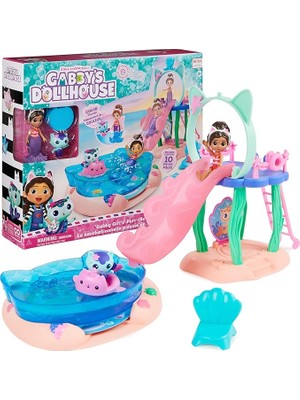 Bemy Ticaret Dollhouse, Purrific Pool Party Oyun Seti, Gabby ve Renk Değiştirme Efektli, Denizkızı Kuyruklu Denizkızı Figürü ve Banyo Aksesuarları