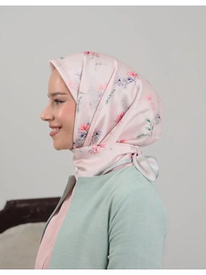 Bushu Çiçek ve Desenli Twill Eşarp