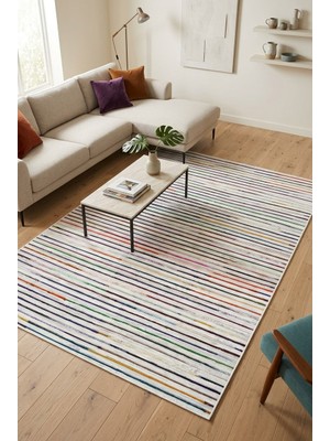 Pelura Halı Modern Desenli Renkli Baskılı Halı Makinede Yıkanabilir Kaymaz Taban Oturma Odası Salon Yolluk halı