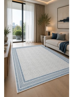 Pelura Halı Modern Çerçeveli Baskılı Kaymaz Yıkanabilir Salon Oturma Odası Mutfak Balkon Halısı Yolluk