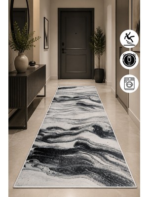 Pelura Halı Modern Mermer Desen Baskılı Yıkanabilir Kaymaz Salon Oturma Odası Hol Antre Halısı Yolluk