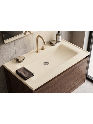 Güney Ankastre Aura 65 cm Krem Granit Banyo Lavabosu
