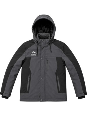 Sivaist Erkek Gri Softshell Mont Kapüşonlu Kışlık Suya Dayanıklı Fermuarlı Cepli Outdoor Mont