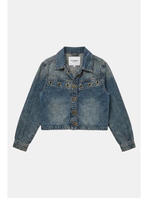 It's Basic Kadın Kot Rengi 4W6-8 Kemer Boy Kuş Gözü Detaylı Özel Tasarım Denim Ceket