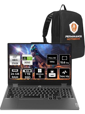 Bemy Ticaret Loq I5 12450HX 24GB 1tb SSD RTX3050/6GB 95W 144Hz Fhd 15.6" W11H Gaming Laptop & Per4 Çanta