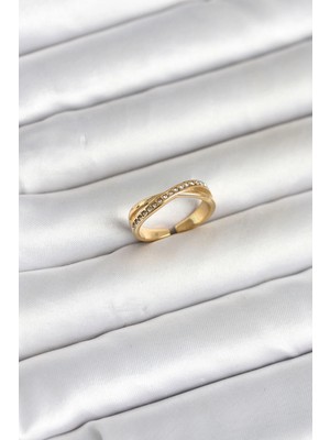 Marsilyan 316L Çelik Gold Renk Zirkon Taşlı Kadın Yüzük TJ-BYK4180