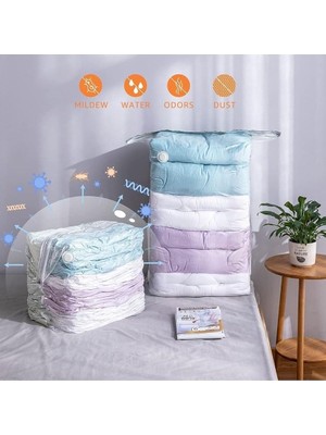 Bemy Ticaret Home Büyük Boy (80CM x 100CM x 50CM) Küp Vakumlu Hurç & Vakumlu Poşet &(Yorgan&battaniye&yastık&elbise) Şeffaf