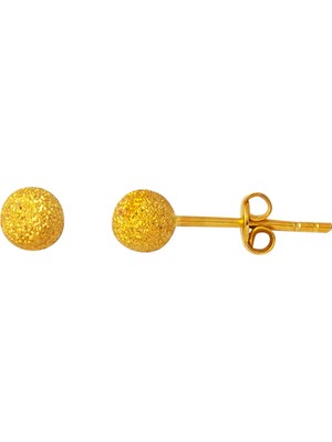 Bilezikci Kumlu 22 Ayar Altın Top Küpe 6 mm.