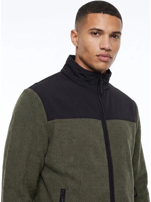 Discovery Expedition D6WM-SWT3746 Haki Dik Yaka Jakarlı Erkek Polar Sweatshırt