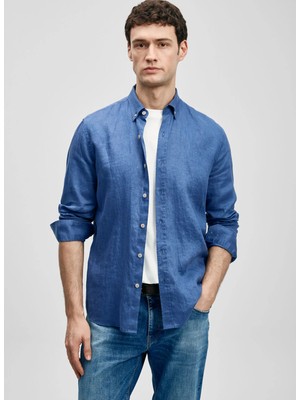 Lufian Lufıan Mavi Erkek Slim Fit Gömlek Pitaya