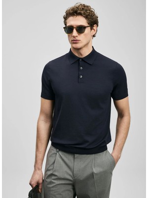 Lufian Lufıan Lacivert Erkek Slim Fit Polo T-Shirt Derek