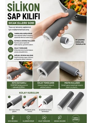 Belirtilmemiş Silikon Tava Tencere Sap Kılıfı Isıya Dayanıklı Kaymaz Tutacak El Yakmasını Önleyici Sap Koruyucu