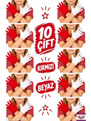 Unisex 10 Çift Çocuk Bando & Pandomim & Tören & Gösteri & Merasim Eldiveni & 23 Nisan & 19 Mayıs