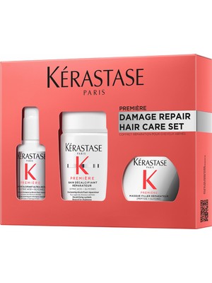 Odea Kérastase, Première, Bakım Rutini, Şampuan, Şampuan ve Saç Maskesi, Hasarlı Saçlar Için, Concentré Décalcifiant Ultra-Réparateur, Bain Décalcifiant Rénovateur & Masque Filler Réparateur