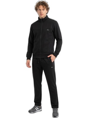 Odea Slazenger Boost Gear Erkek Fermuarlı Dik Yaka Cepli Siyah Eşofman Takımı