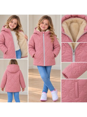 Dublino Kids Fiyonklu Kız Çocuk Su ve Rüzgar Geçirmez Kapüşonlu Mont